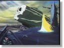 Maya, critically injured, leaves the underground hospital to witness the first launch of Harlock's new command: Arcadia. Note the use of lighting around Maya as both a focal point and foreshadowing.