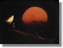 [Maetel, her journey with Tetsuro finally over, bids a silent farwell as the GE-999 makes the return trip to Earth...]
