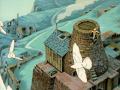Pazu prepares to awaken the villagers from the top of his home.