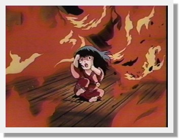 [Young Suzu-chan is trapped within the burning building, amidst an attack from a warring faction.]